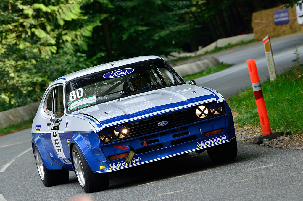 Blandt favoritterne til at komme hurtigst op ad Munkebjerg er sidste års vinder Niels Ole Andersen i Ford Capri 3.0 fra 1981
(Foto: Michael Eisenberg)